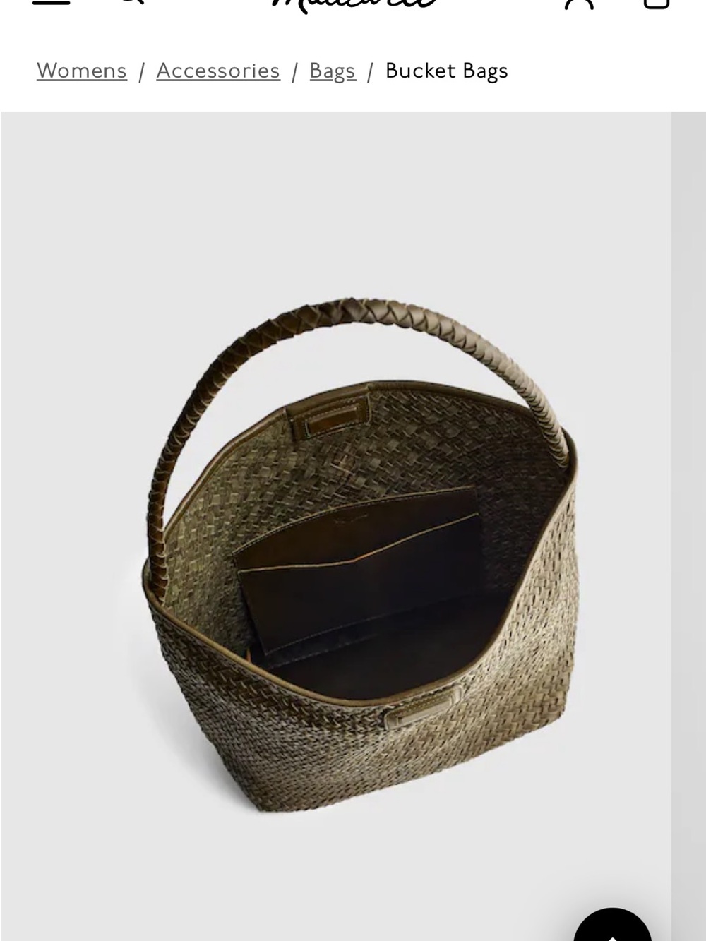 Madewell Signature Woven Bucket Bag in Olive green NWT - Picture 2 of 7